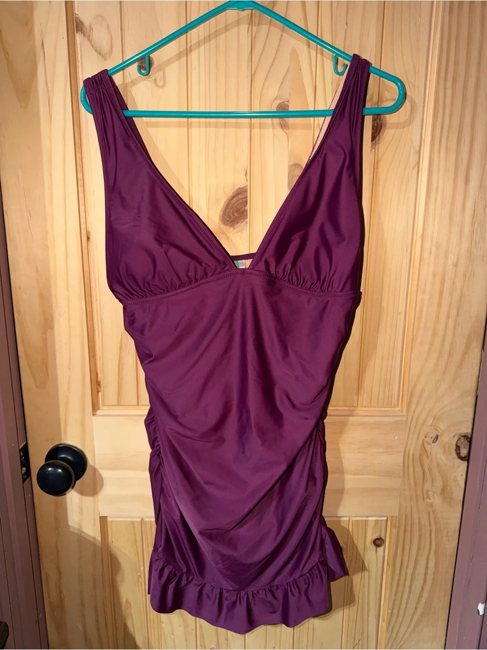 J. Crew Plum Ruffle Hem One-Piece Swimdress